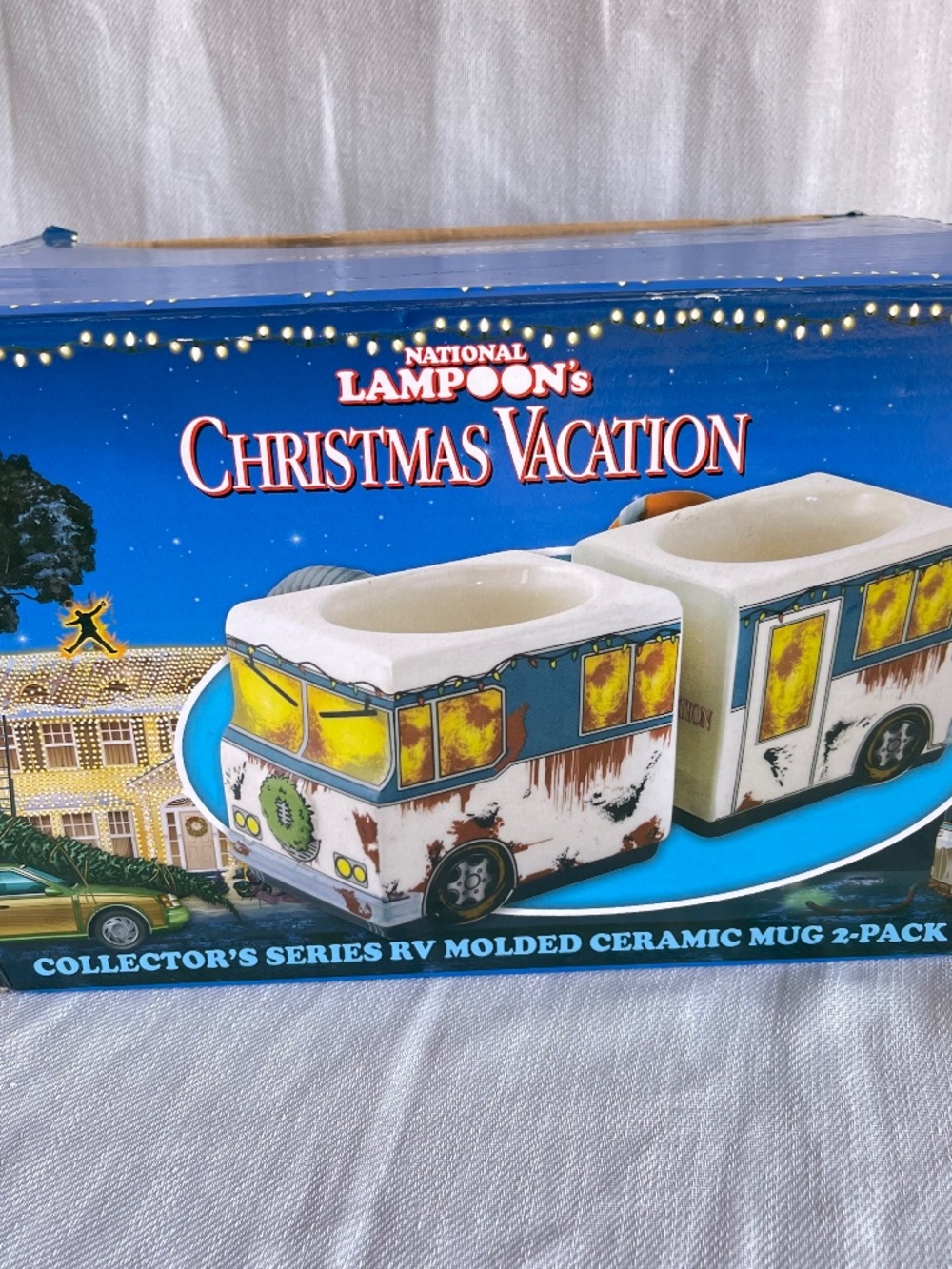 Christmas Vacation RV Molded Ceramic Mug 2-Pack - White/Blue